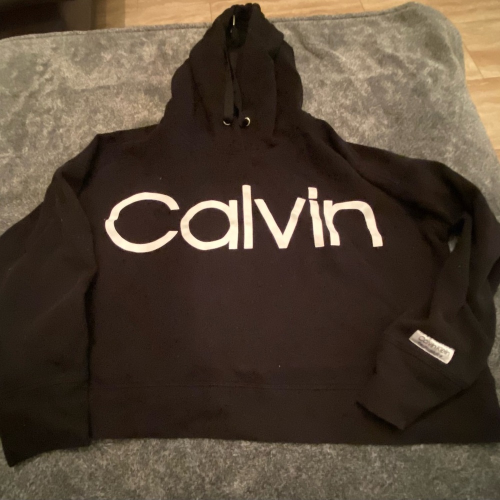 Calvin Klein  Women Black Hoodie Crop Top size large